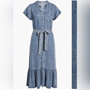 Rails Kahlo Ruffle Hem Denim Blue Midi Dress